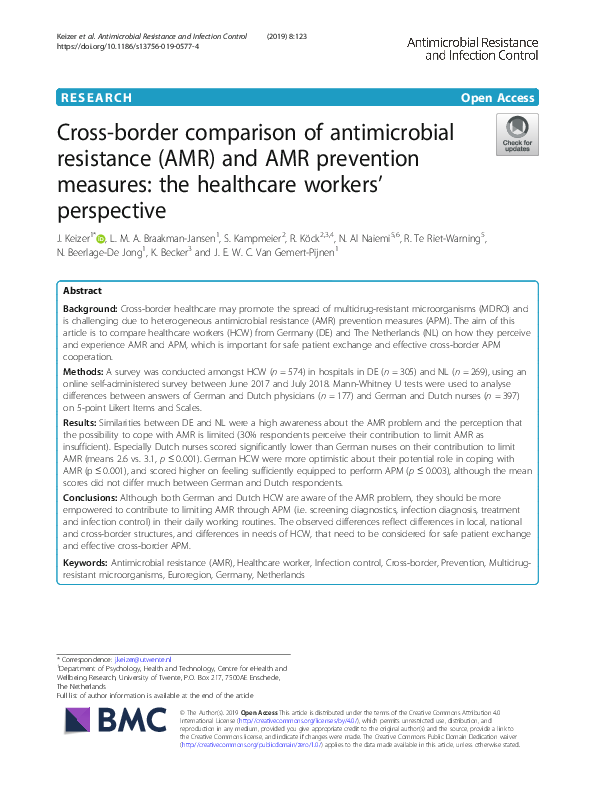 (PDF) Cross-border comparison of antimicrobial resistance (AMR) and AMR ...