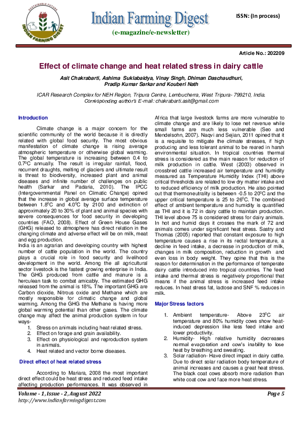 (PDF) Effect of climate change and heat related stress in dairy cattle