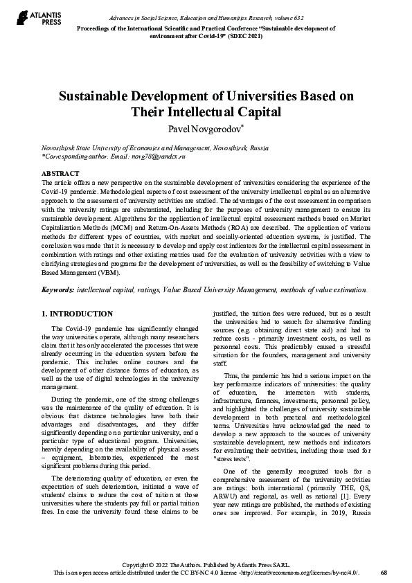 (PDF) Sustainable Development of Universities Based on Their ...