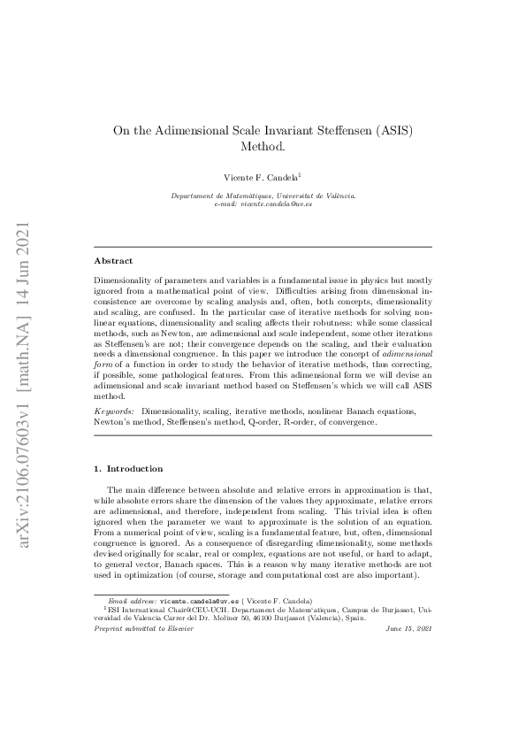(PDF) On the Adimensional Scale Invariant Steffensen (ASIS) Method
