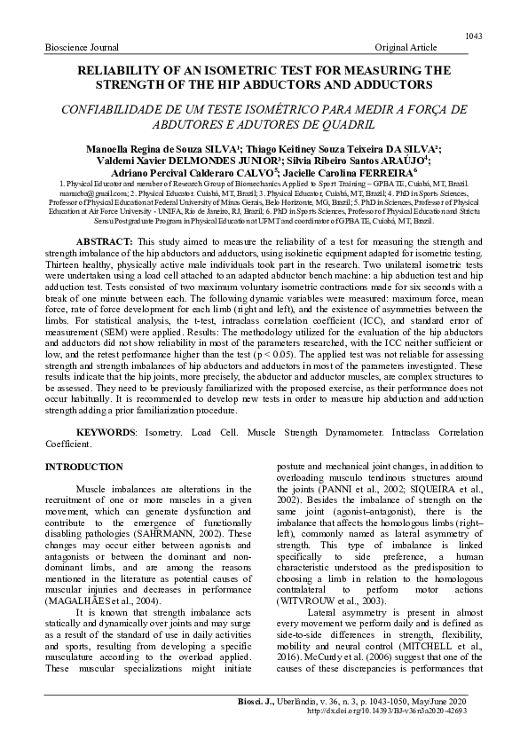 (PDF) Reliability of an isometric test for measuring the strength of