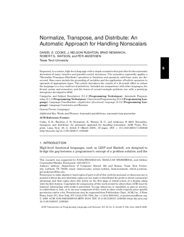 (PDF) Normalize, transpose, and distribute