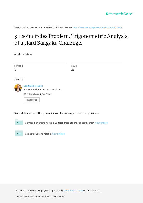 (PDF) Wasan Geometry: 3-Isoincircles Problem. Trigonometric Analysis of ...