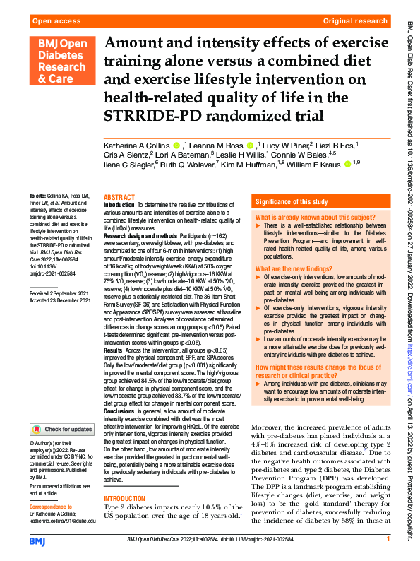 (PDF) Amount and intensity effects of exercise training alone versus a ...