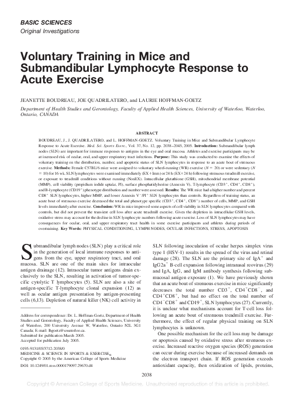 (PDF) Voluntary Training in Mice and Submandibular Lymphocyte Response ...