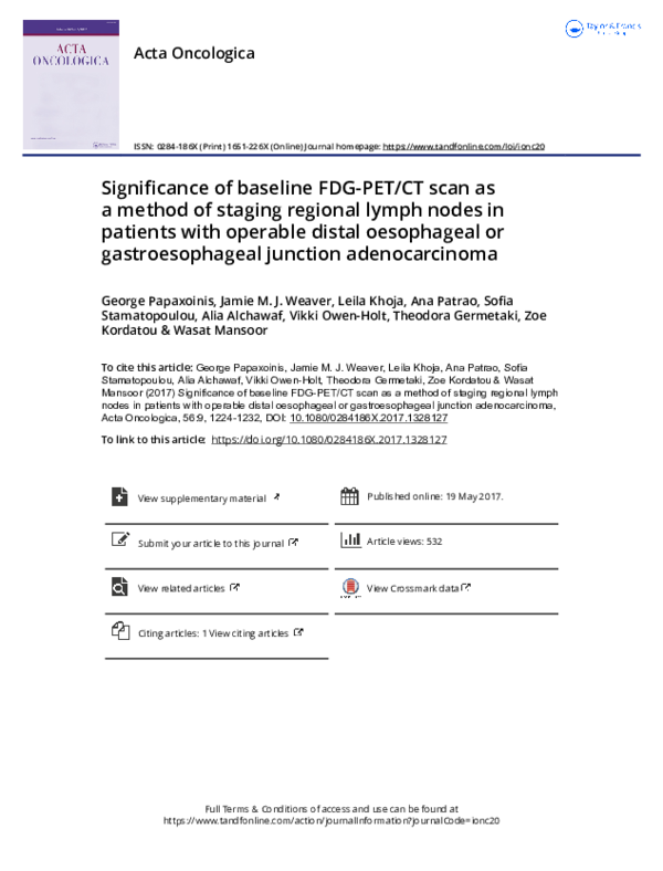 (PDF) Significance of baseline FDG-PET/CT scan as a method of staging ...