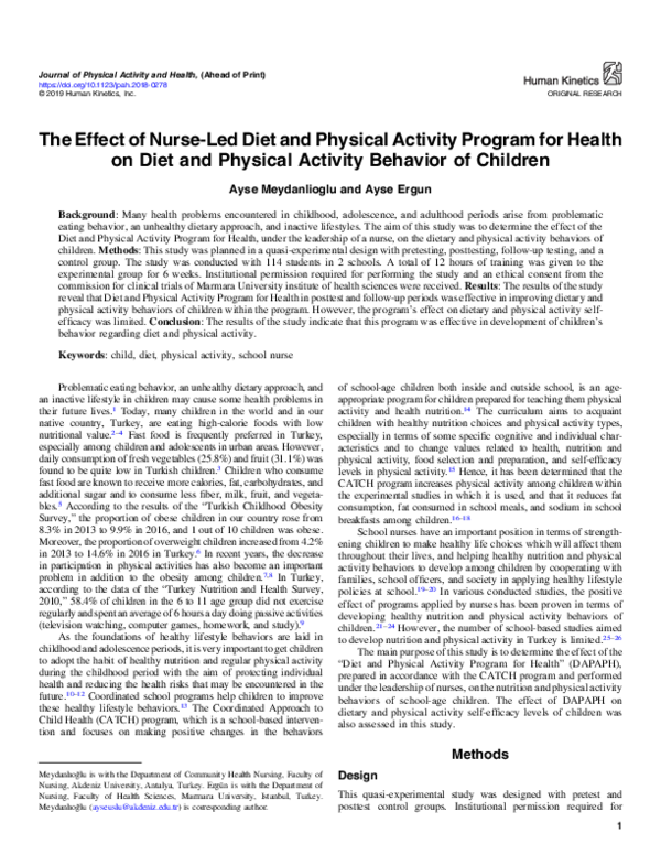(PDF) The Effect of Nurse-Led Diet and Physical Activity Program for ...