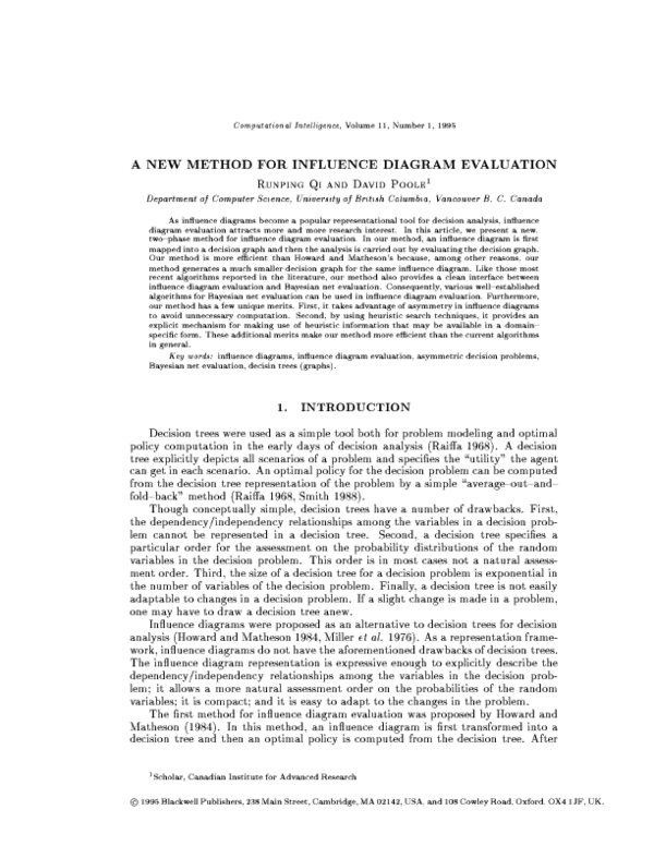(PDF) A New Method for Influence Diagram Evaluation
