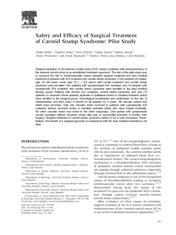 (PDF) Safety and Efficacy of Surgical Treatment of Carotid Stump ...
