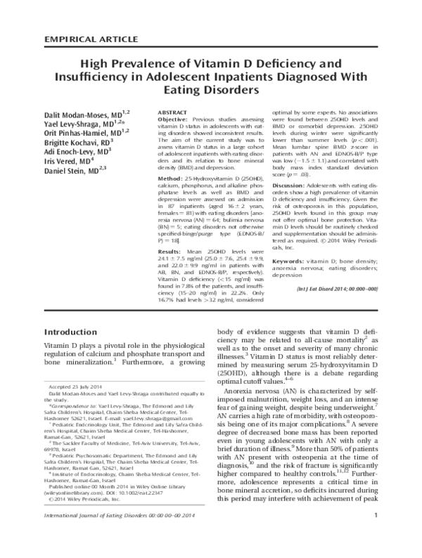 (PDF) High prevalence of vitamin D deficiency and insufficiency in ...