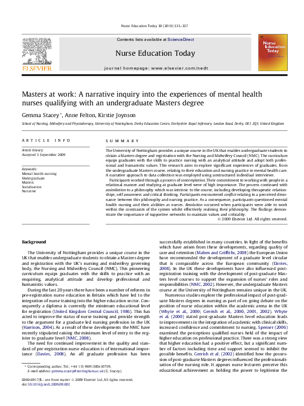 (PDF) Masters at work: A narrative inquiry into the experiences of ...