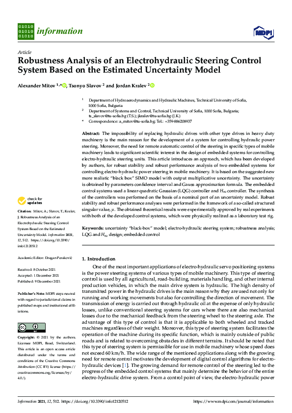 (PDF) Robustness Analysis of an Electrohydraulic Steering Control ...