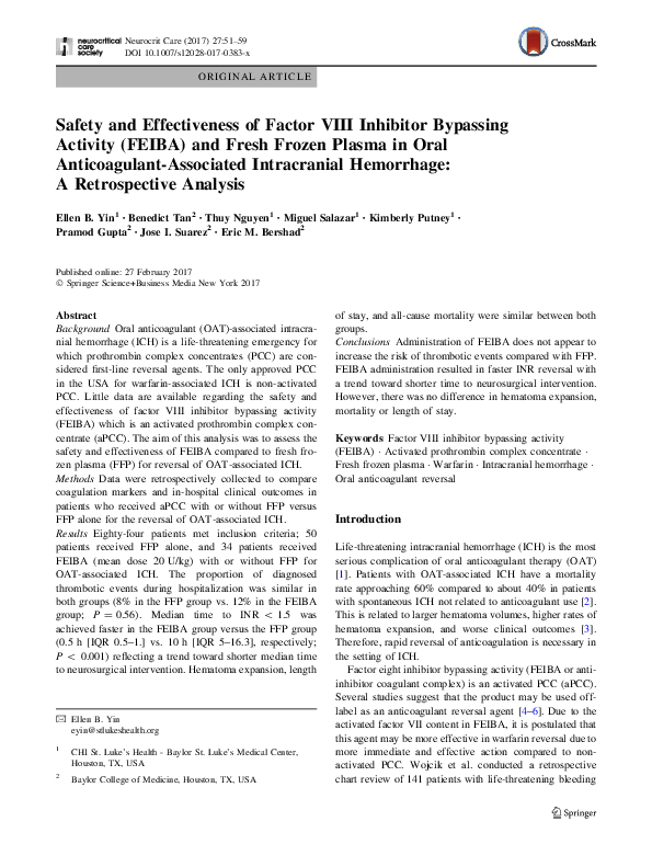 (PDF) Safety and Effectiveness of Factor VIII Inhibitor Bypassing ...