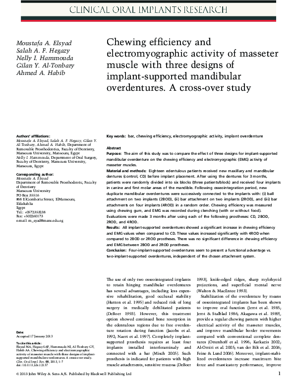 (PDF) Chewing efficiency and electromyographic activity of masseter ...