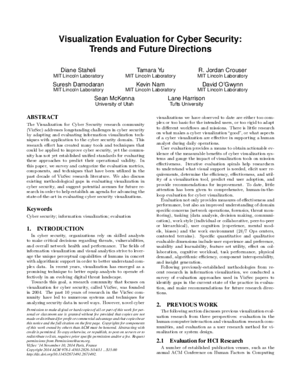 (PDF) Visualization evaluation for cyber security