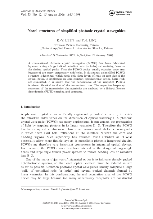 (PDF) Novel structures of simplified photonic crystal waveguides