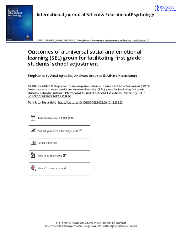 (PDF) Outcomes of a universal social and emotional learning (SEL) group ...