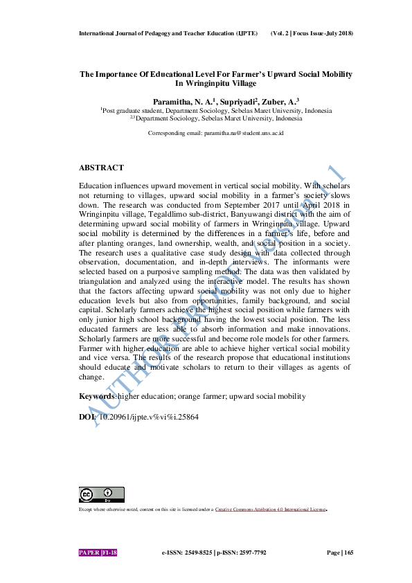 (PDF) The Importance Of Educational Level For Farmer’s Upward Social ...