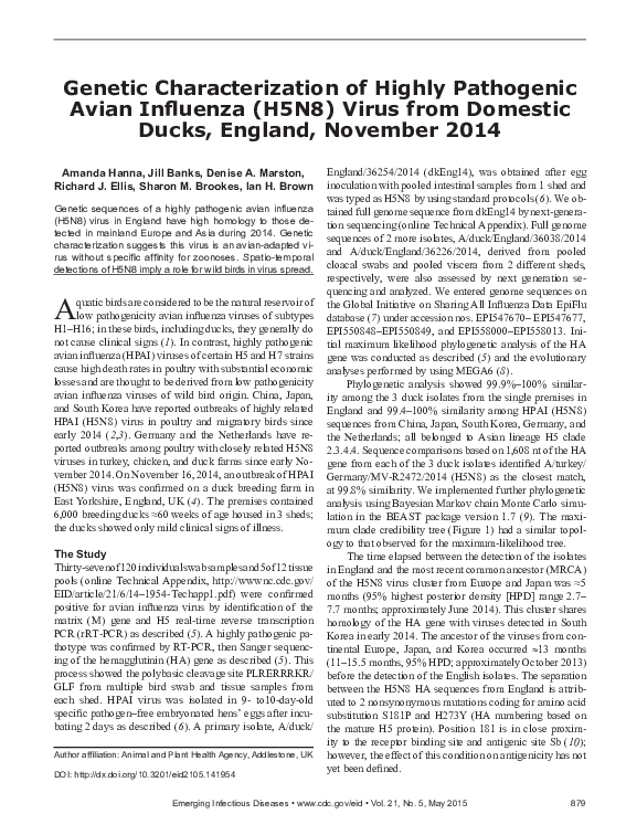 (PDF) Genetic characterization of highly pathogenic H5N1 avian ...