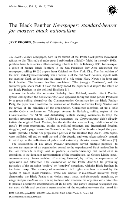 (PDF) The Black Panther Newspaper: Standard-bearer for modern black ...