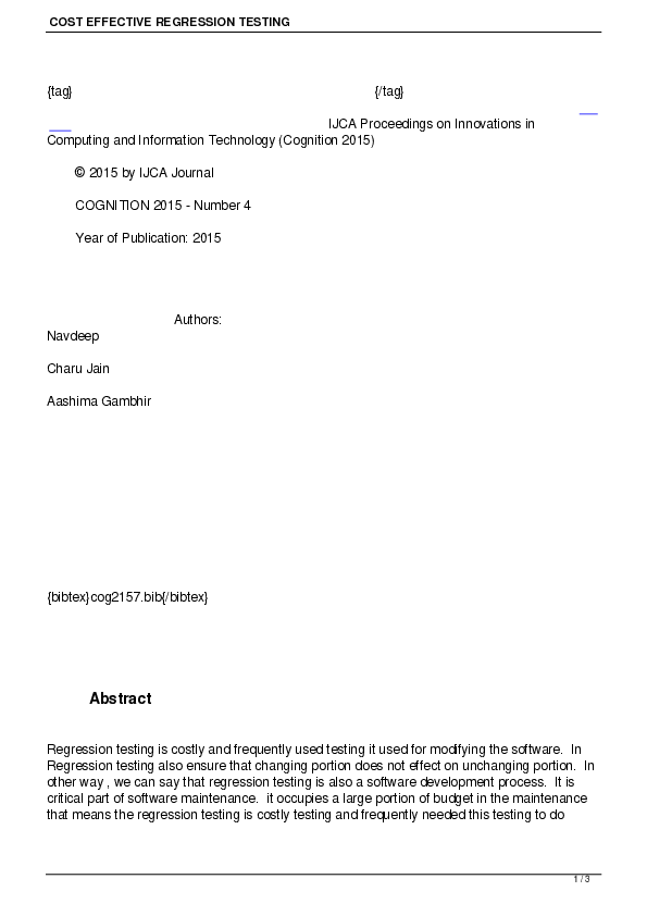 (PDF) Cost Effective Regression Testing