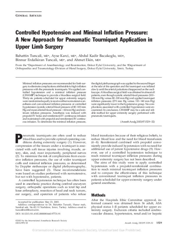(PDF) Controlled Hypotension and Minimal Inflation Pressure A New