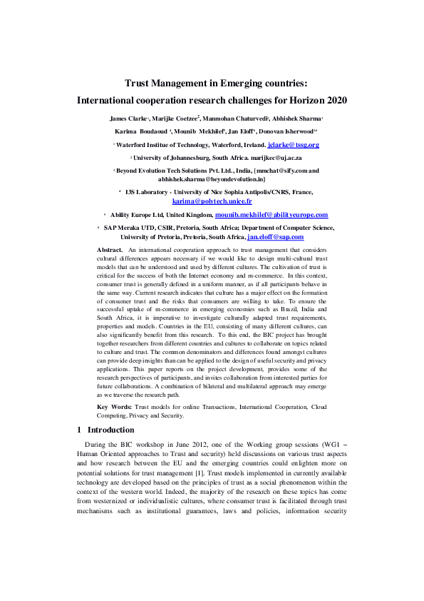 (PDF) 2 Trust Management – Why do we need International Cooperation ...