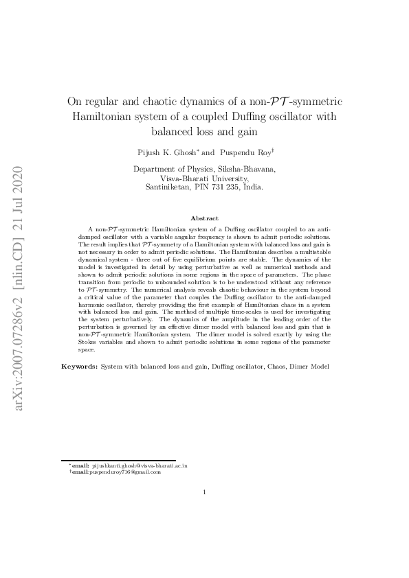 (PDF) On regular and chaotic dynamics of a non- PT -symmetric ...