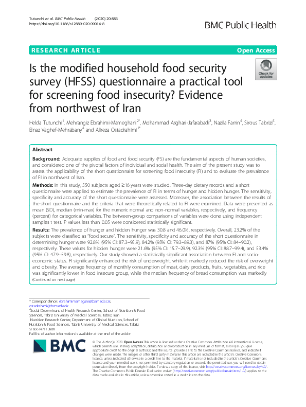 (PDF) Is the modified household food security survey (HFSS ...