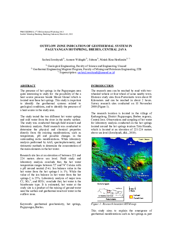 (PDF) Outflow Zone Indication of Geothermal System in Paguyangan ...