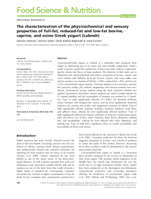 (PDF) The characterization of the physicochemical and sensory ...