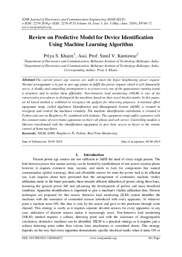 (PDF) Review on Predictive Model for Device Identification Using ...