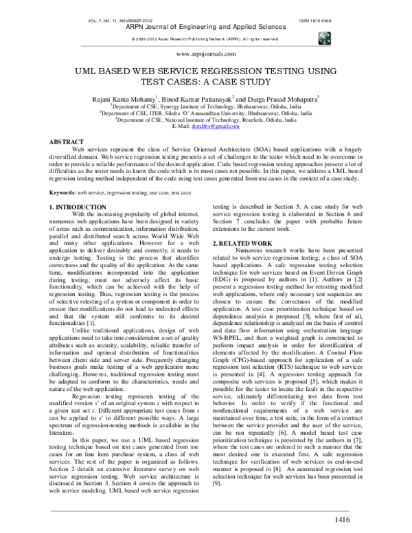 (PDF) Uml Based Web Service Regression Testing Using Test Cases: A Case ...