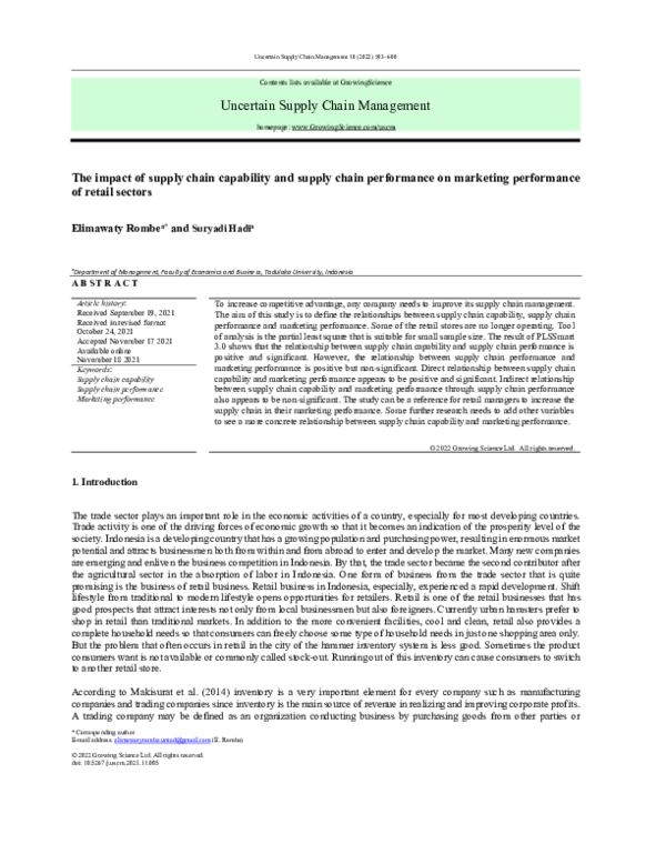 (PDF) The impact of supply chain capability and supply chain ...