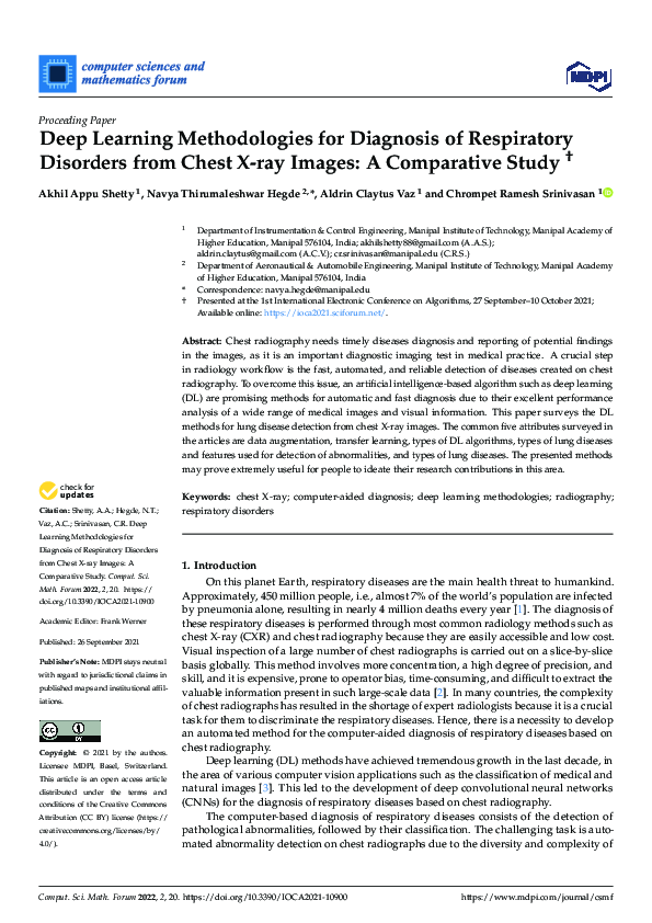 (PDF) Deep Learning Methodologies for Diagnosis of Respiratory ...