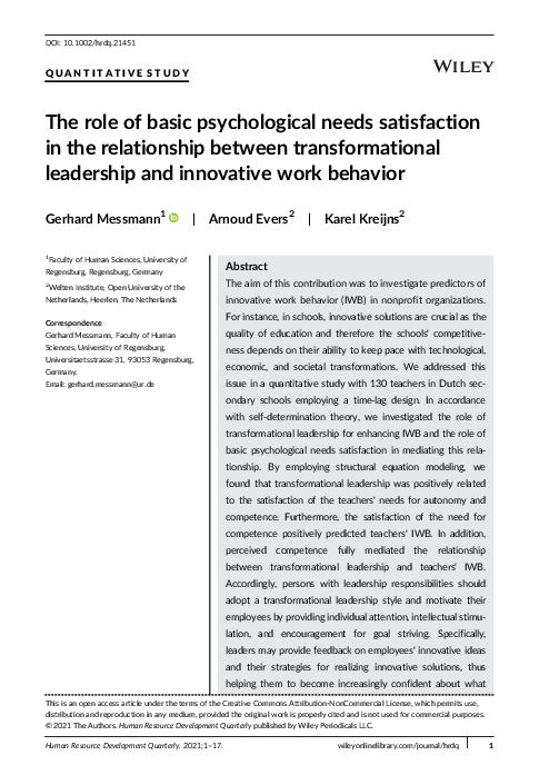 psychological needs literature review