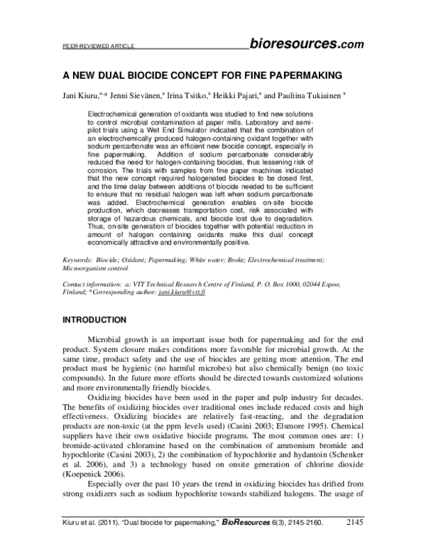 (PDF) A new dual biocide concept for fine papermaking Irina Tsitko Academia.edu