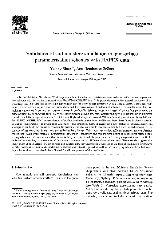 (PDF) Validation of soil moisture simulation in landsurface ...