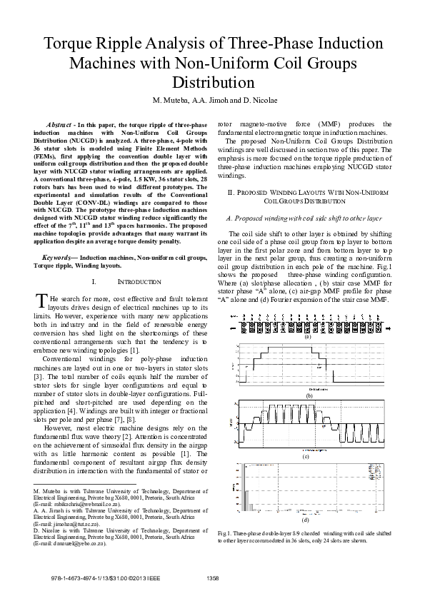 (PDF) Torque ripple analysis of three-phase induction machines with Non ...