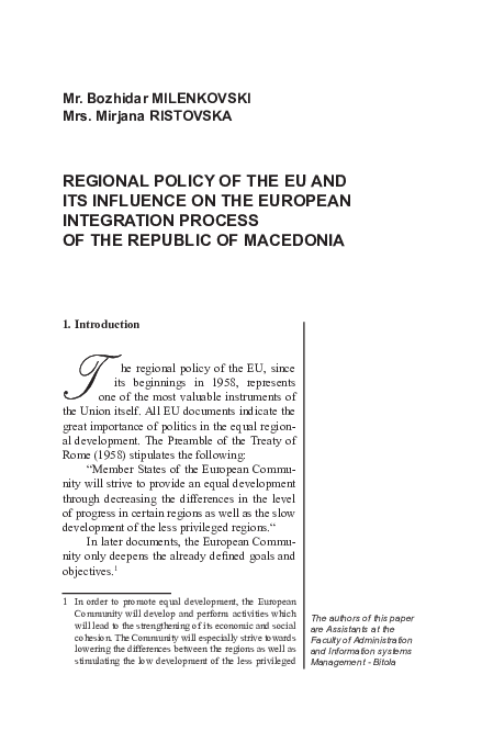 (PDF) Regional Policy of the Eu and Its Influence on the European ...
