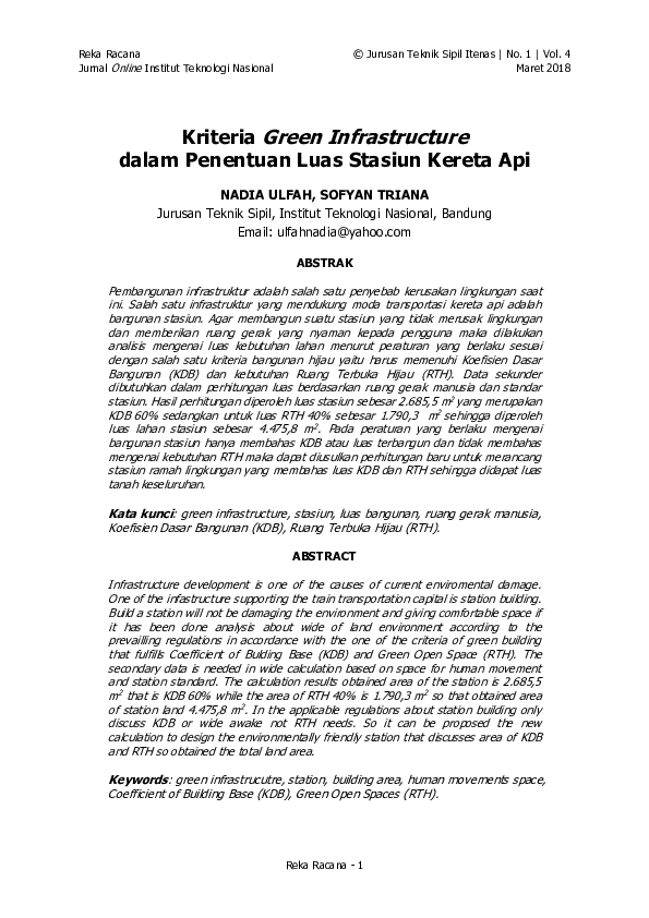 (PDF) Kriteria Green Infrastructure dalam Penentuan Luas Stasiun Kereta ...