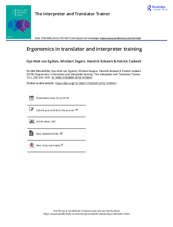 (PDF) Ergonomics in translator and interpreter training