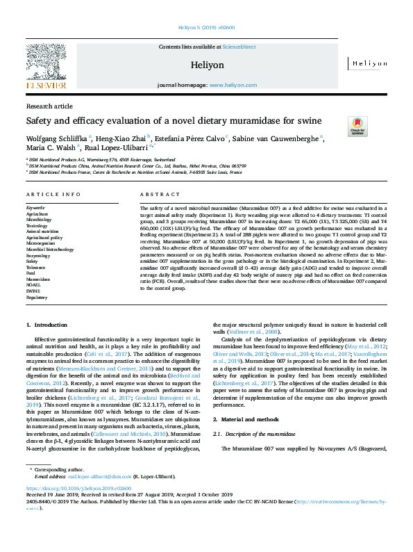 (PDF) Safety and efficacy evaluation of a novel dietary muramidase for ...