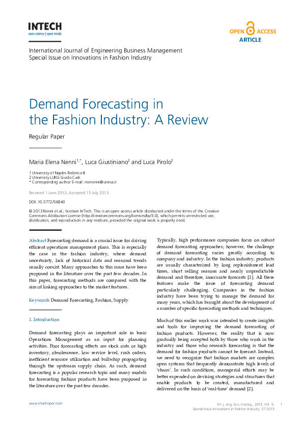 (PDF) Issue on Innovations in Fashion Industry Demand Forecasting in ...