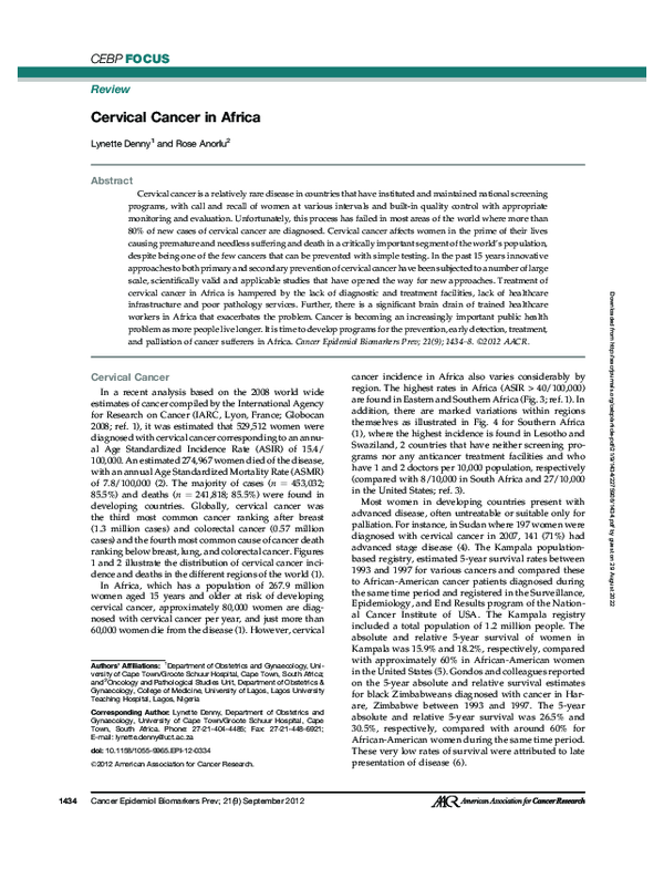 (PDF) Cervical Cancer in Africa
