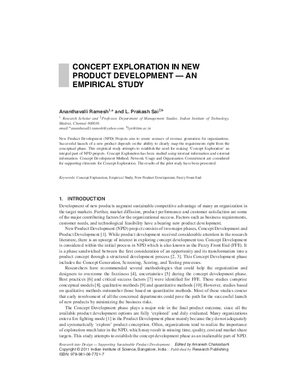 (PDF) Concept Exploration in New Product Development— An Empirical Study