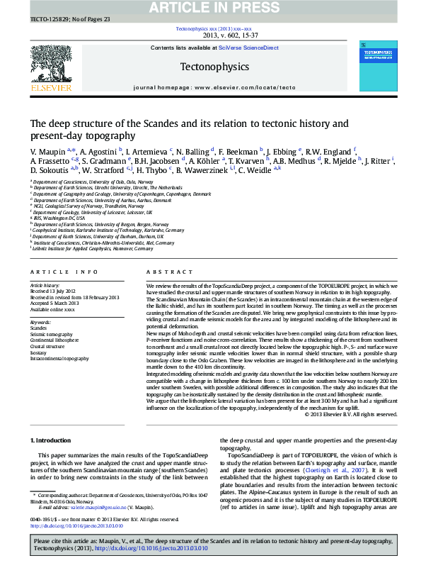 (PDF) The deep structure of the Scandes and its relation to tectonic ...
