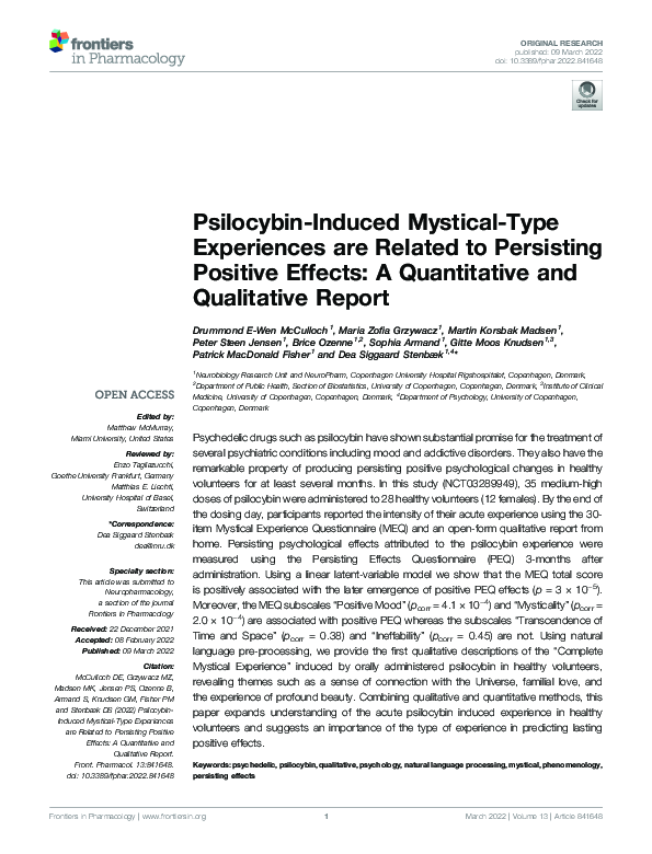(PDF) Psilocybin-Induced Mystical-Type Experiences are Related to ...