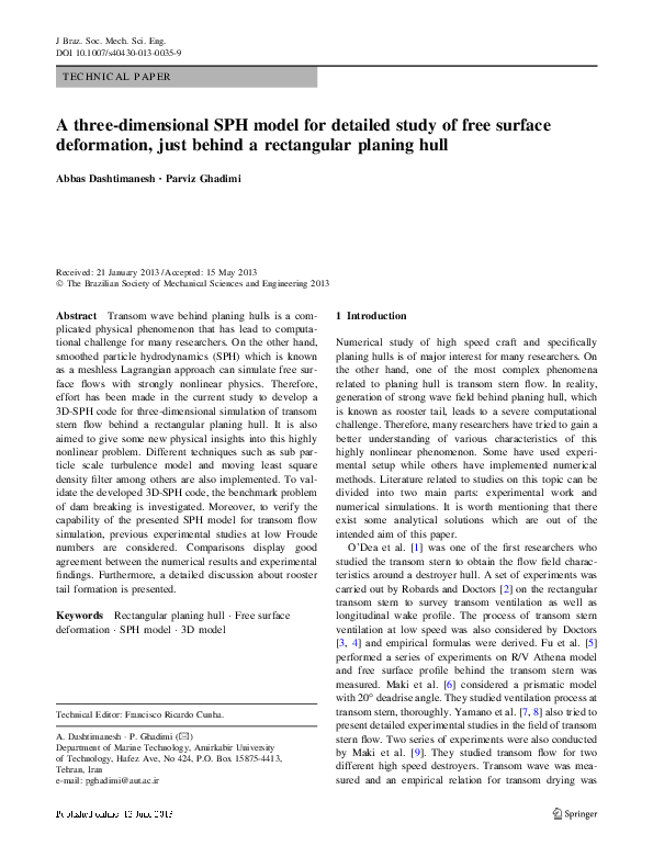 (PDF) A three-dimensional SPH model for detailed study of free surface ...