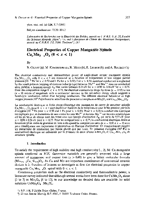 (PDF) Electrical Properties of Copper Manganite Spinels CuxMn3−xO4 (0 ...